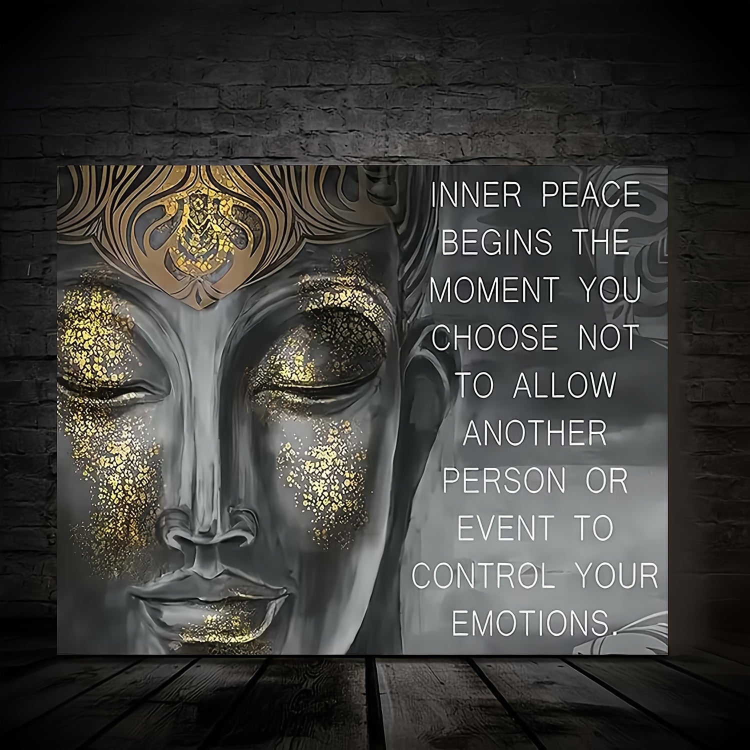 Buddha Quote Canvas Wall Art, Meditating Buddha Canvas Print, Inspirational Emotional Control Decor, Rolled Canvas Artwork for Office, Bedroom, Living Room, Waterproof Canvas, Easy to Frame, Home Decoration Poster