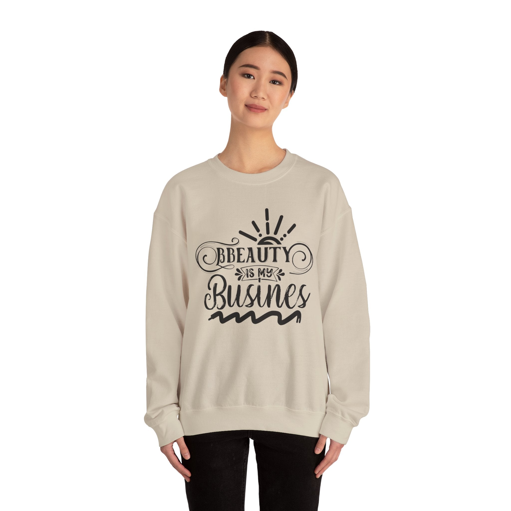 Beauty is my Business Unisex Crewneck Sweatshirt, Comfortable Beauty Crew Sweatshirt, Cozy Polyester Cotton Blend Jumper, Fashionable Ribbed