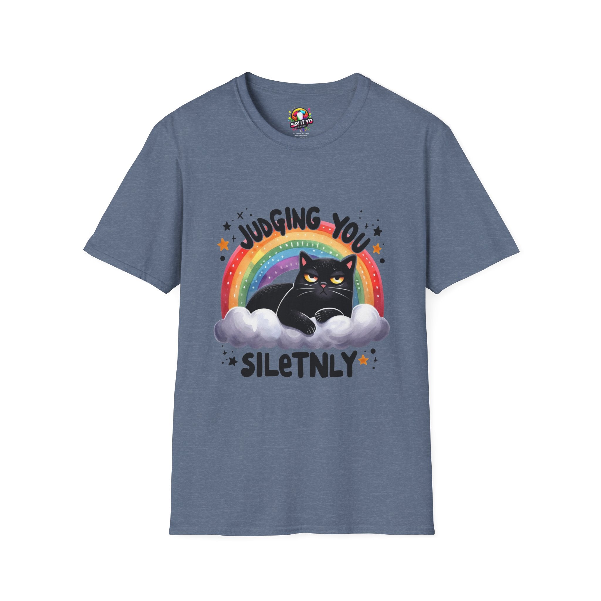 Funny Cat Graphic T-Shirt - "Judging You Silently"