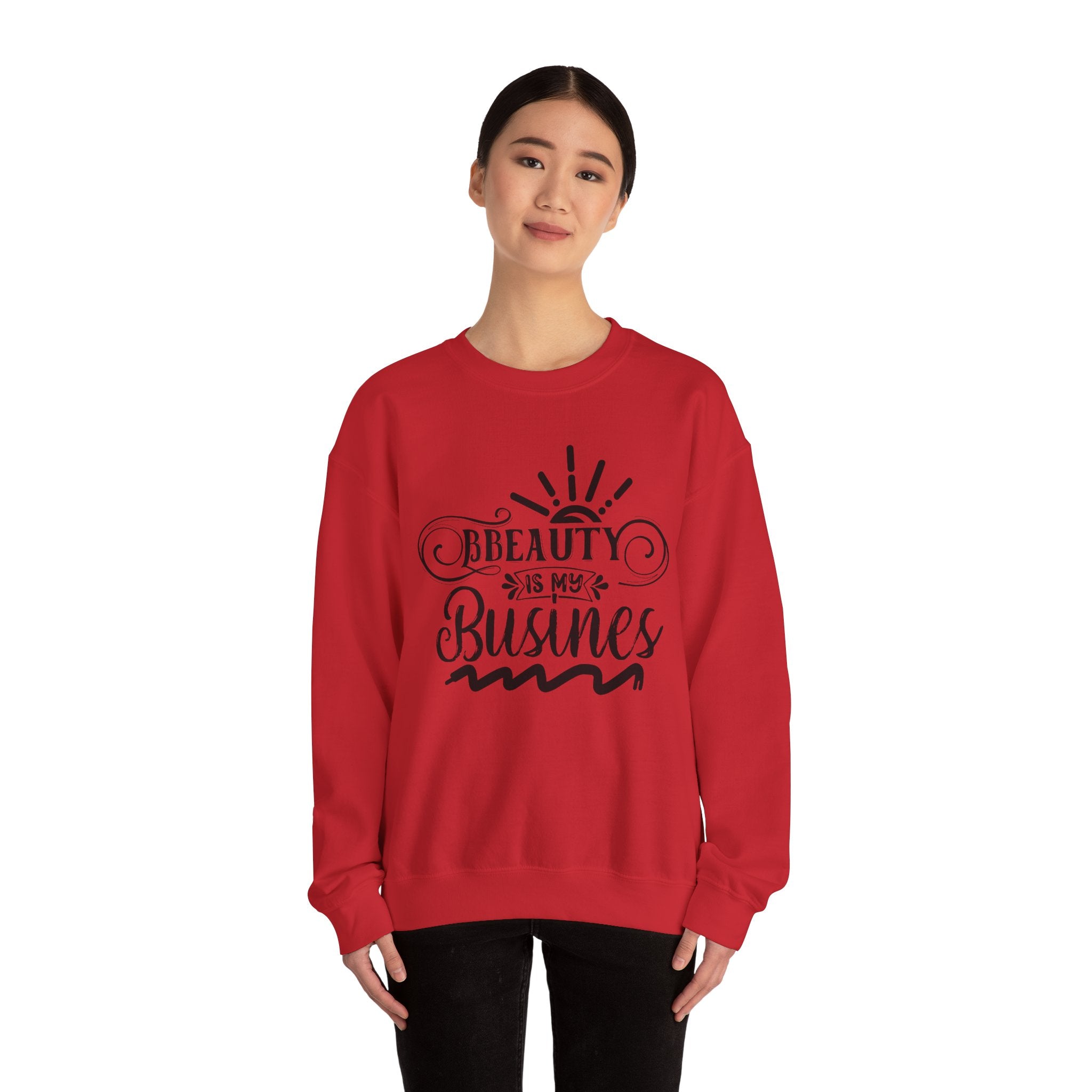 Beauty is my Business Unisex Crewneck Sweatshirt, Comfortable Beauty Crew Sweatshirt, Cozy Polyester Cotton Blend Jumper, Fashionable Ribbed