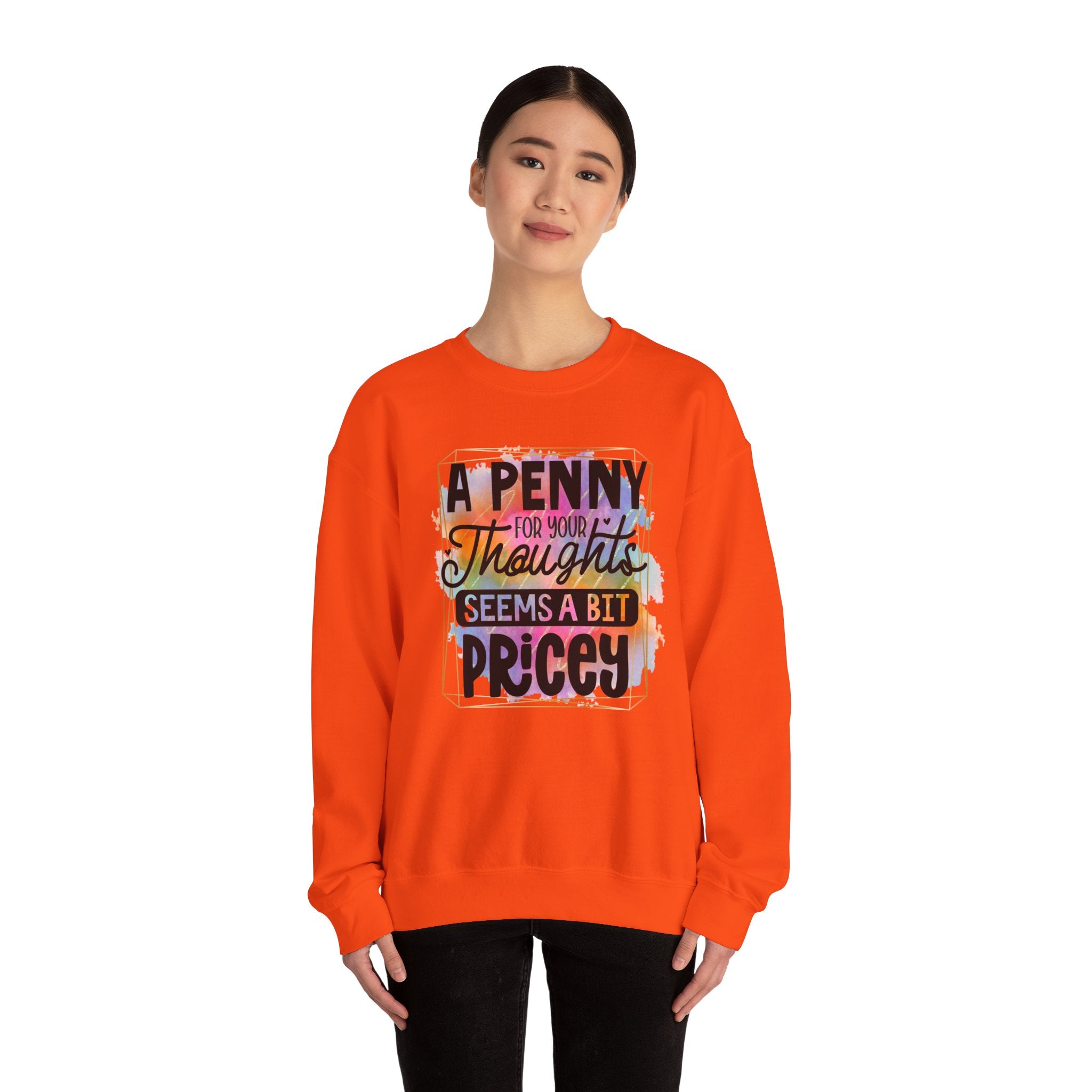 A Penny For Your Thoughts Women Crewneck Sweatshirt, Heavy Blend Sweatshirt, Comfortable Crewneck, Cozy Sweater, Polyester Cotton Blend,