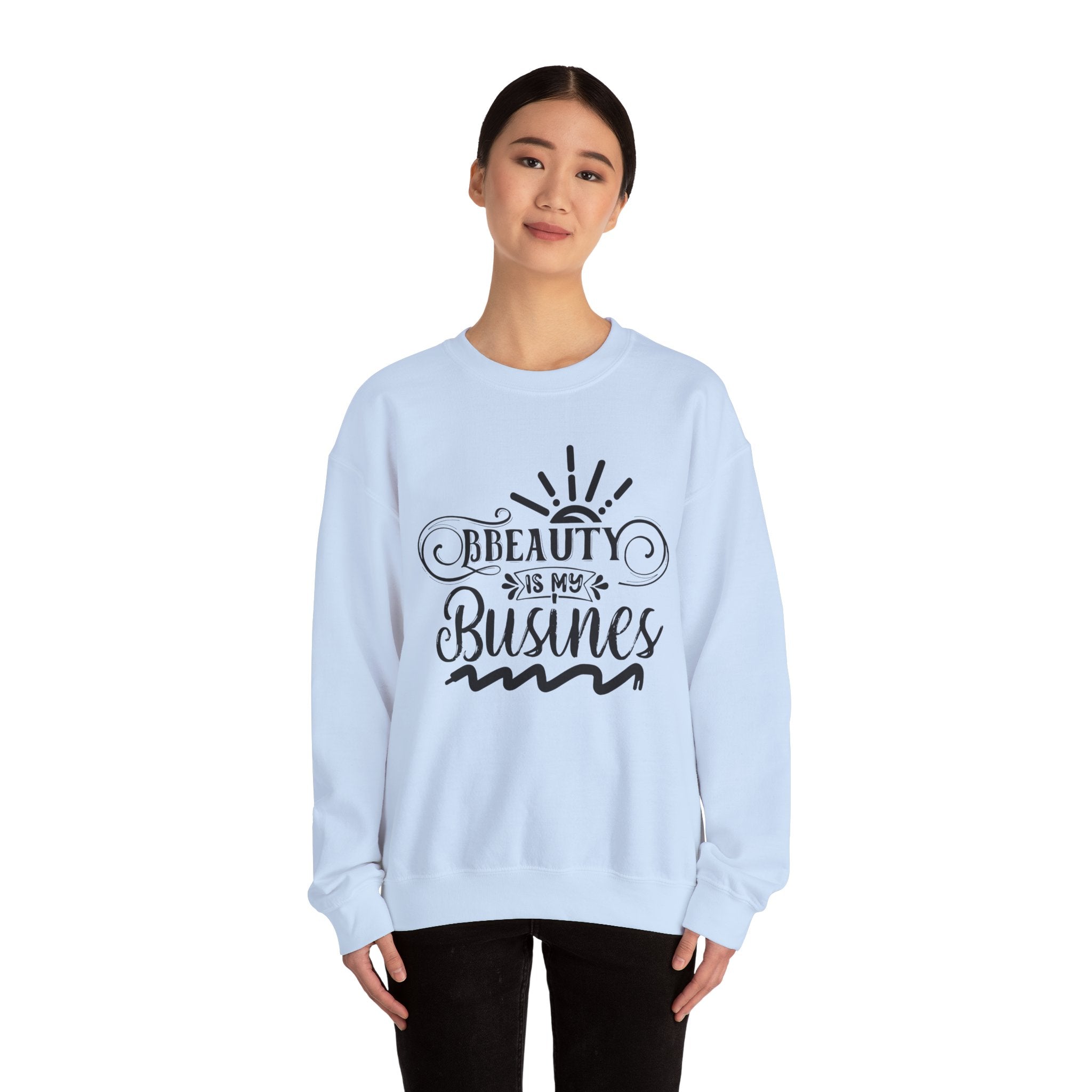 Beauty is my Business Unisex Crewneck Sweatshirt, Comfortable Beauty Crew Sweatshirt, Cozy Polyester Cotton Blend Jumper, Fashionable Ribbed