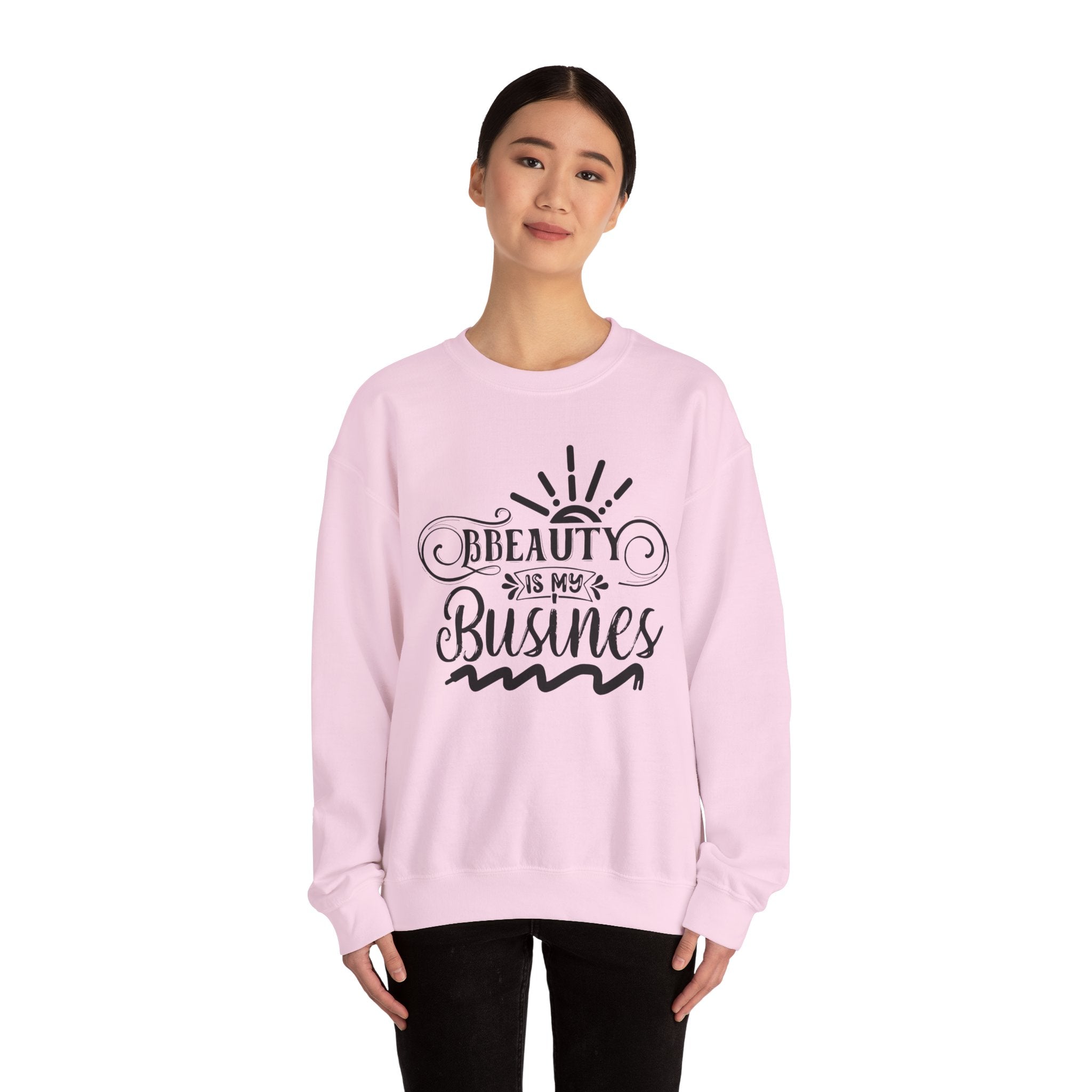 Beauty is my Business Unisex Crewneck Sweatshirt, Comfortable Beauty Crew Sweatshirt, Cozy Polyester Cotton Blend Jumper, Fashionable Ribbed
