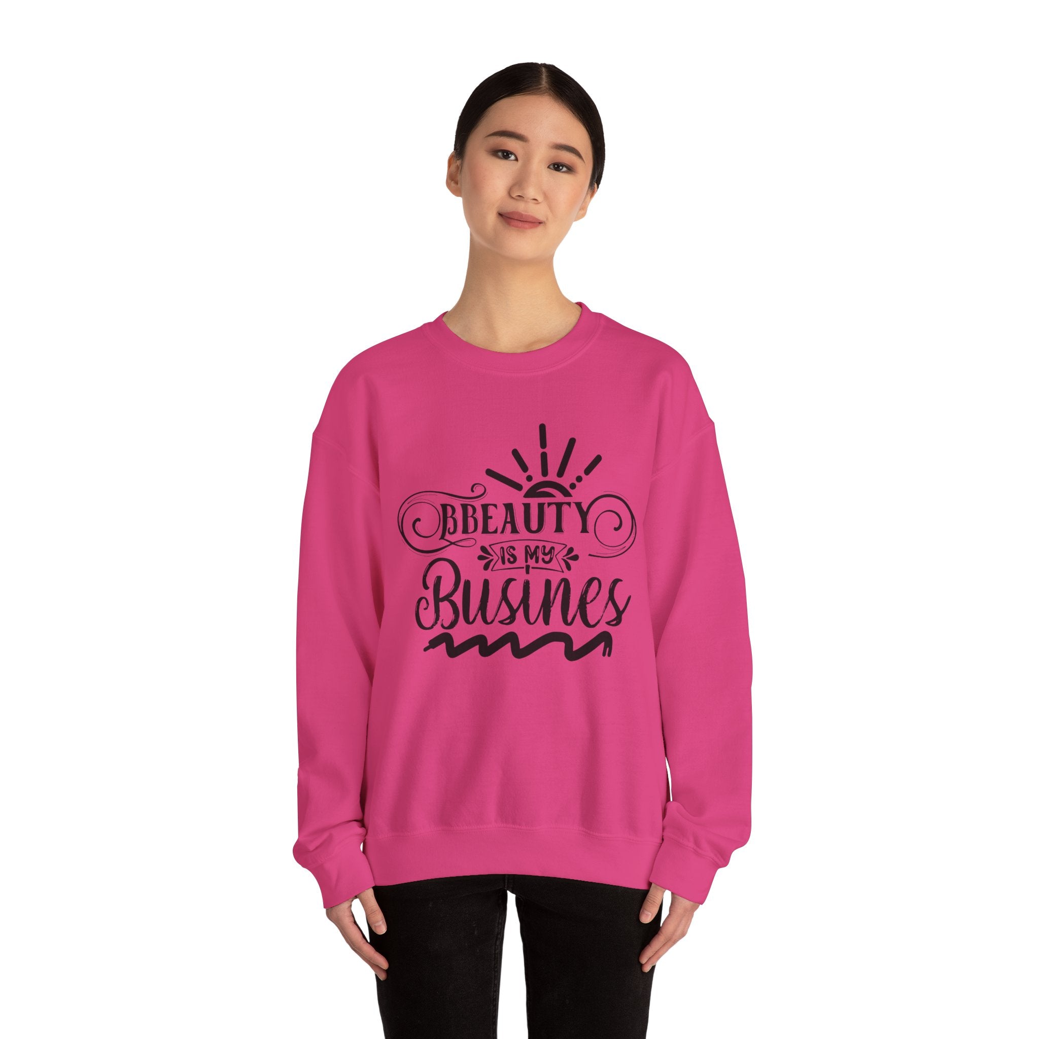 Beauty is my Business Unisex Crewneck Sweatshirt, Comfortable Beauty Crew Sweatshirt, Cozy Polyester Cotton Blend Jumper, Fashionable Ribbed