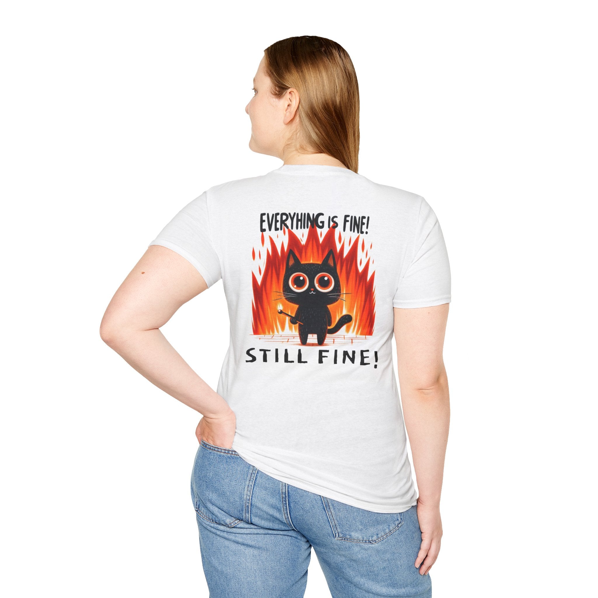 Cute Cat Humor T-Shirt - "Everything is Fine!" Design