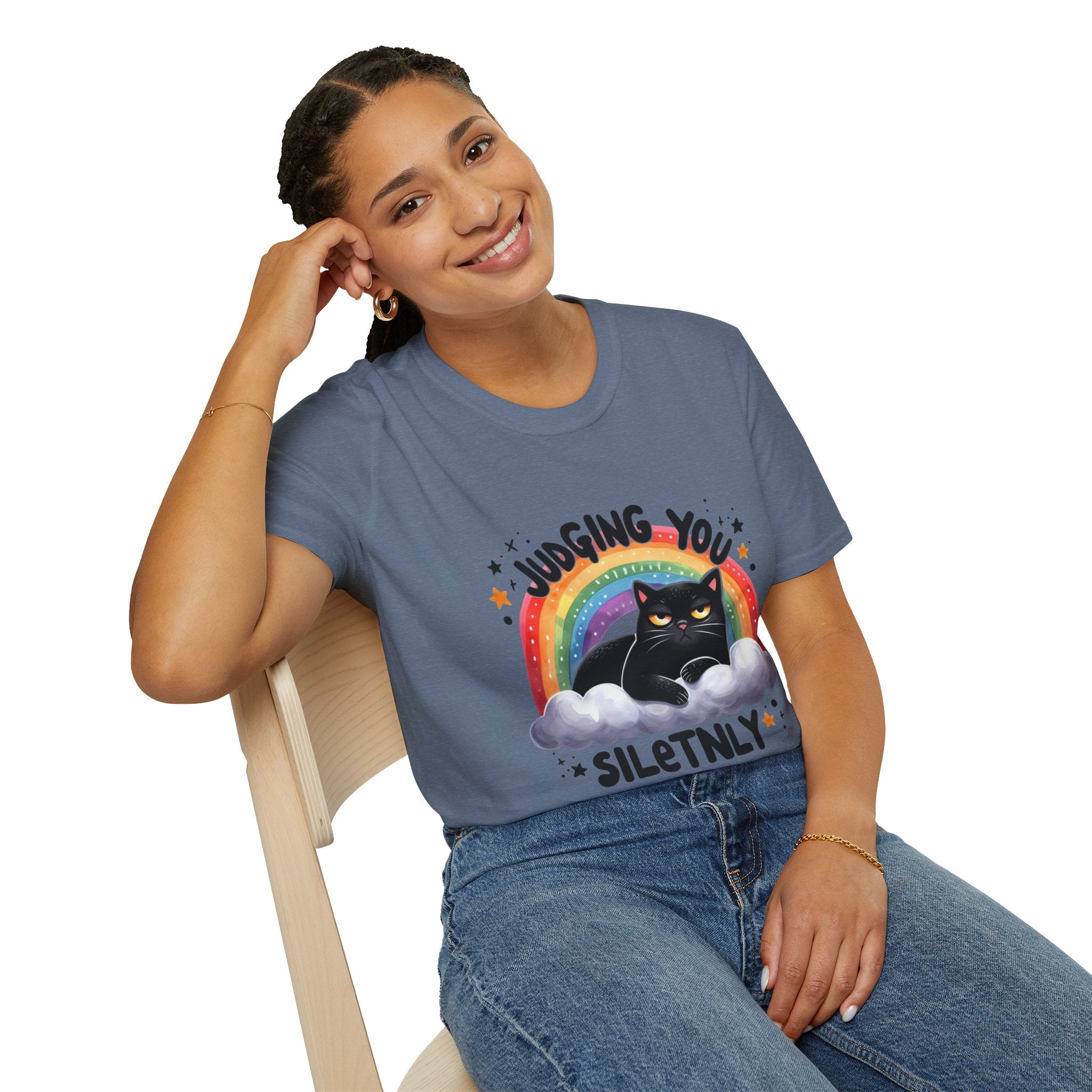 Funny Cat Graphic T-Shirt - "Judging You Silently"