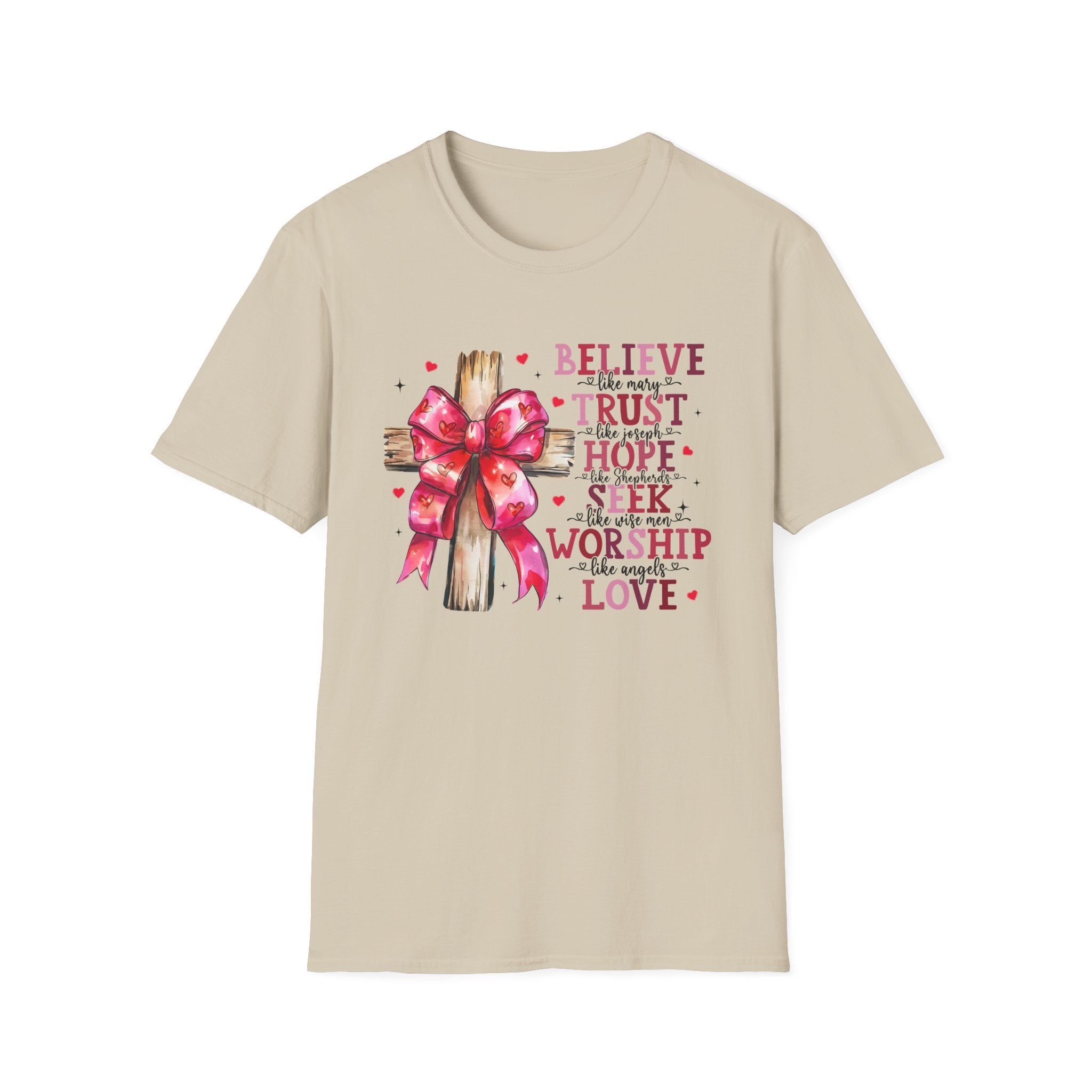 Believe Trust Hope Women Softstyle T-Shirt - Inspirational Tee for Her, Unisex Cotton Shirt, Trust Hope Shirt, Faith Graphic Tee,