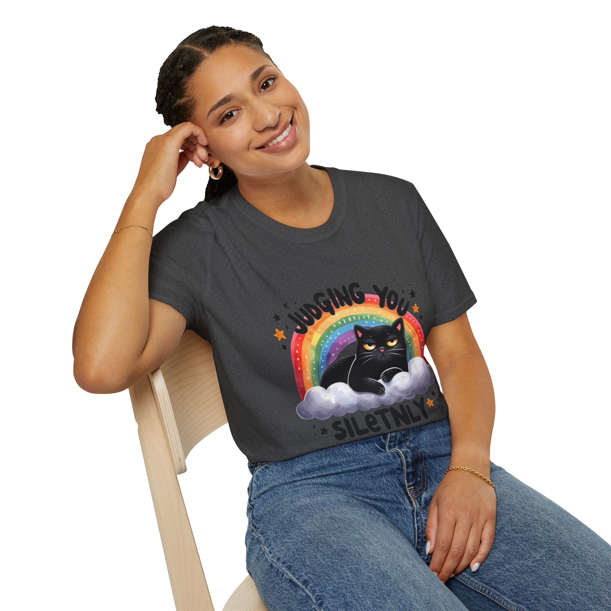 Funny Cat Graphic T-Shirt - "Judging You Silently"
