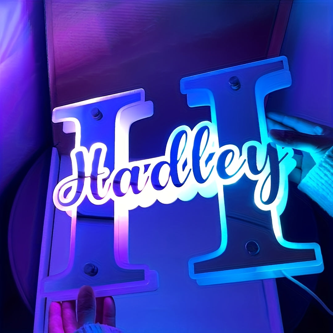 Customized Double-Sided LED Mirror Light with Personalized Letters, USB Powered, Remote Controlled