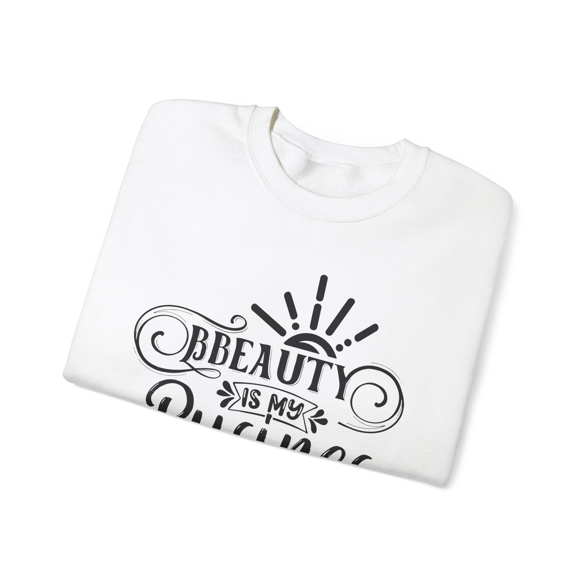 Beauty is my Business Unisex Crewneck Sweatshirt, Comfortable Beauty Crew Sweatshirt, Cozy Polyester Cotton Blend Jumper, Fashionable Ribbed