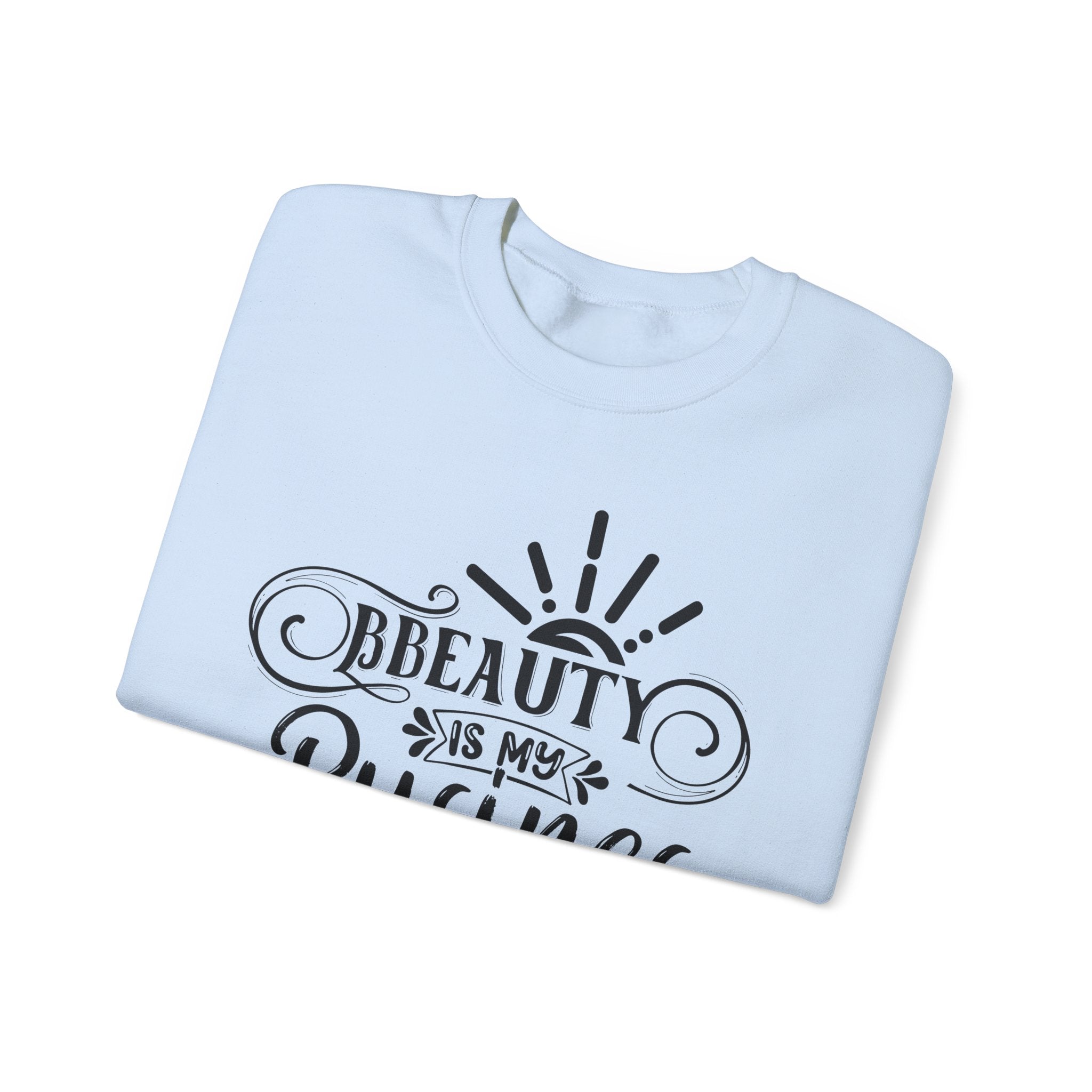 Beauty is my Business Unisex Crewneck Sweatshirt, Comfortable Beauty Crew Sweatshirt, Cozy Polyester Cotton Blend Jumper, Fashionable Ribbed