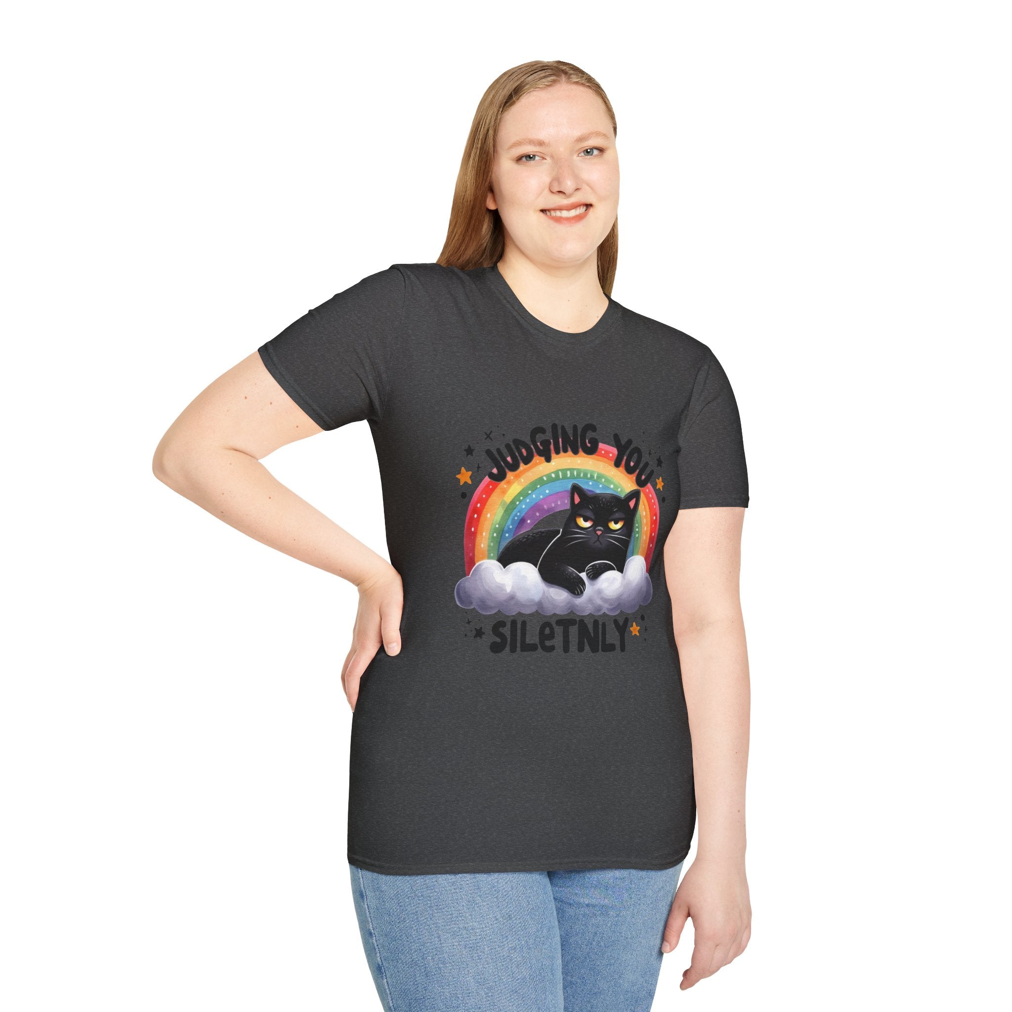 Funny Cat Graphic T-Shirt - "Judging You Silently"