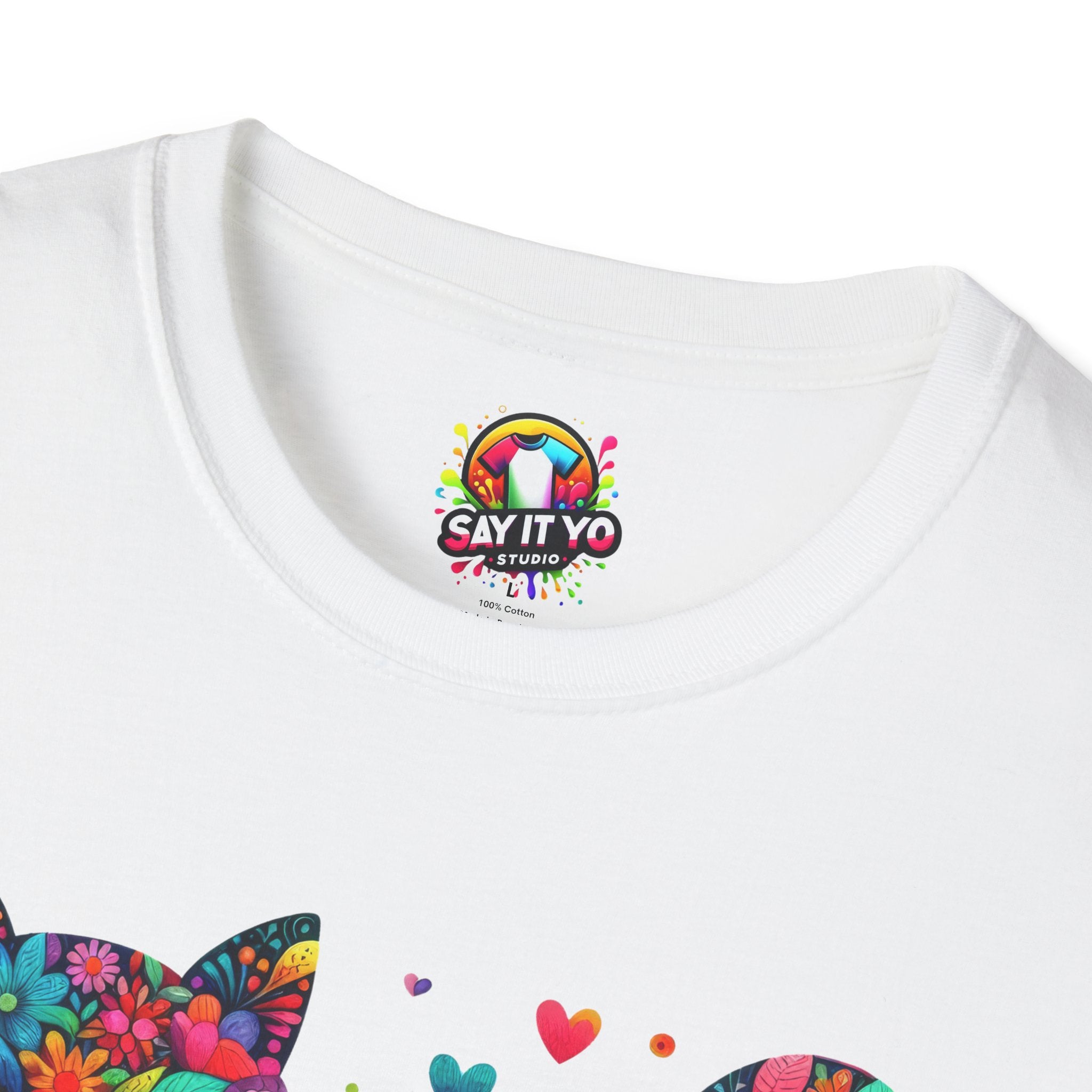 Colorful Cat Graphic T-Shirt - Only Positive Vibes