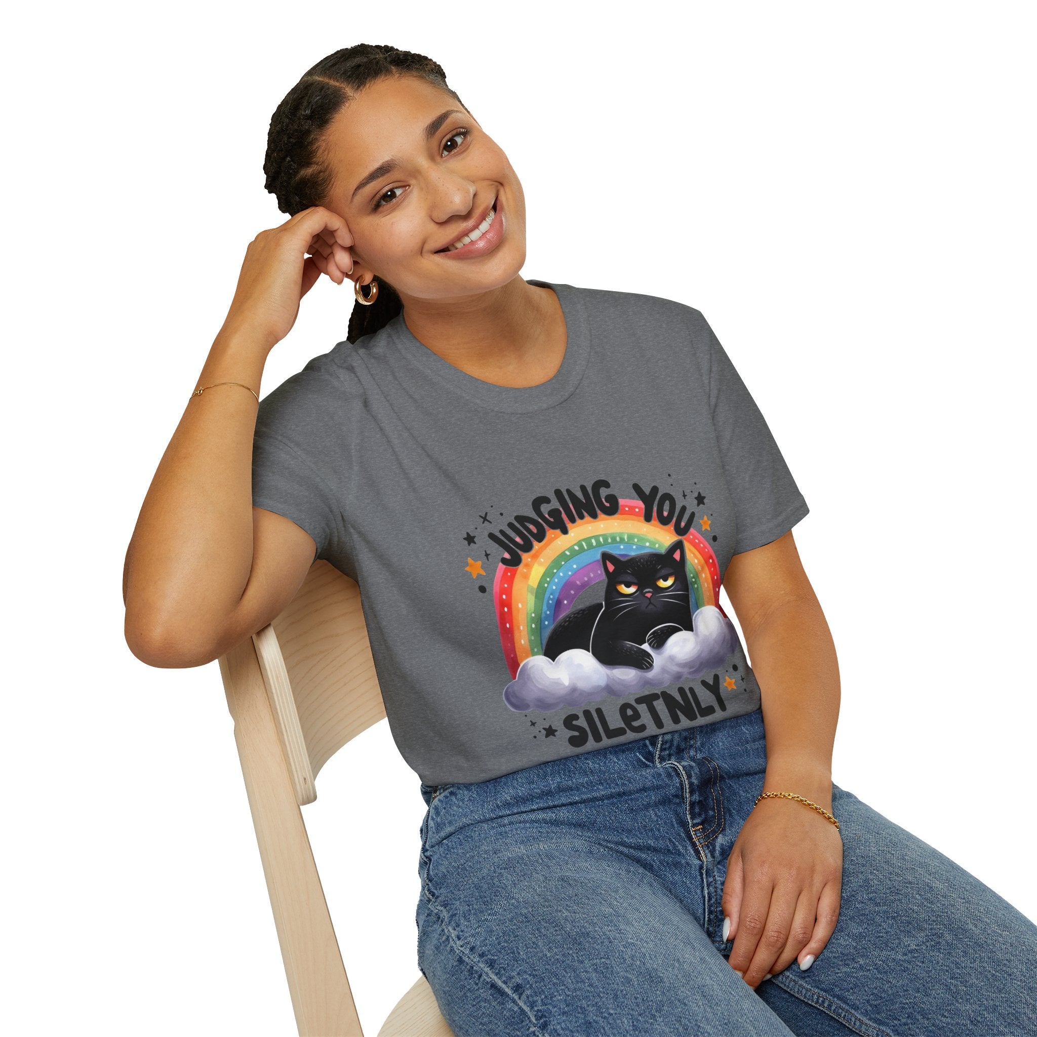 Funny Cat Graphic T-Shirt - "Judging You Silently"