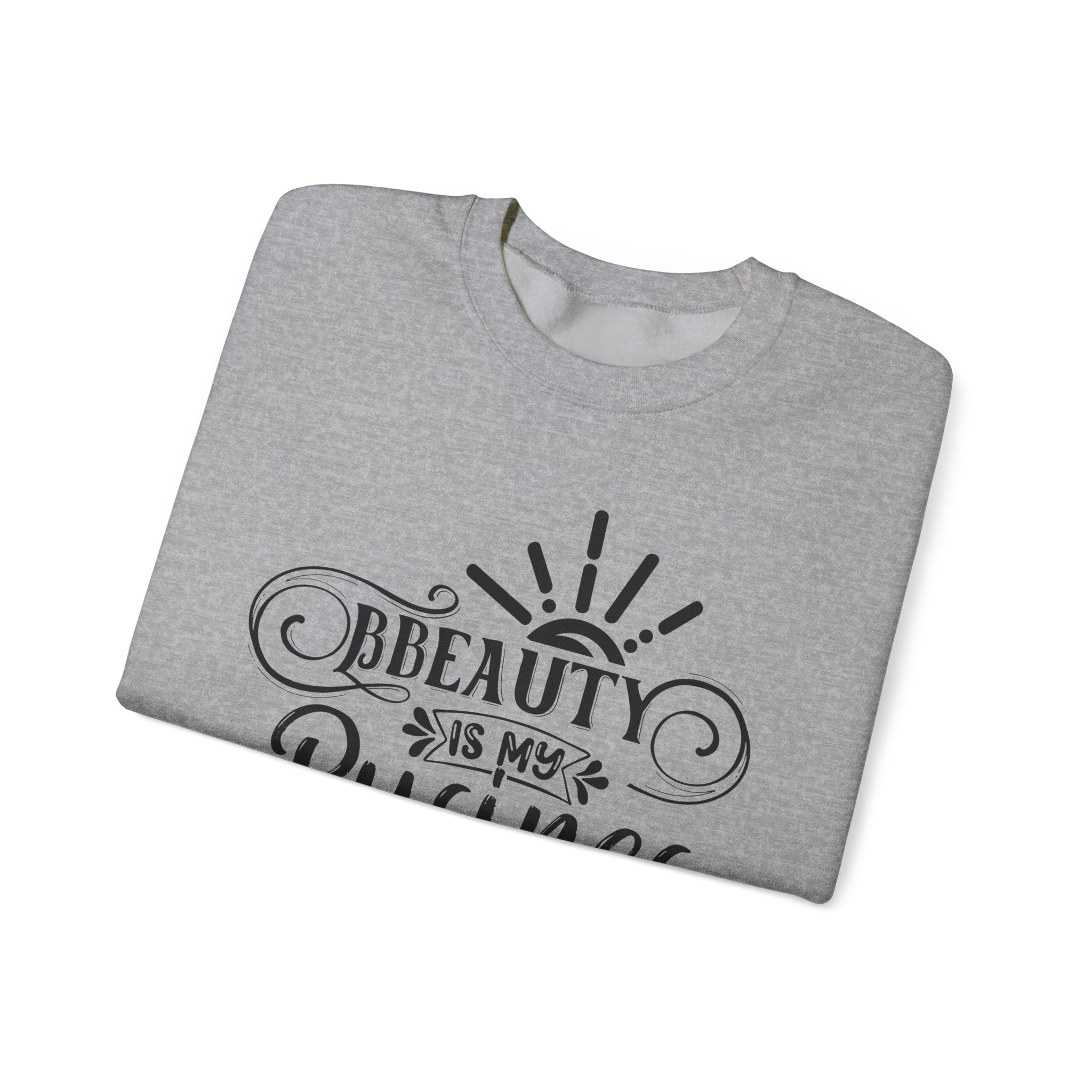 Beauty is my Business Unisex Crewneck Sweatshirt, Comfortable Beauty Crew Sweatshirt, Cozy Polyester Cotton Blend Jumper, Fashionable Ribbed