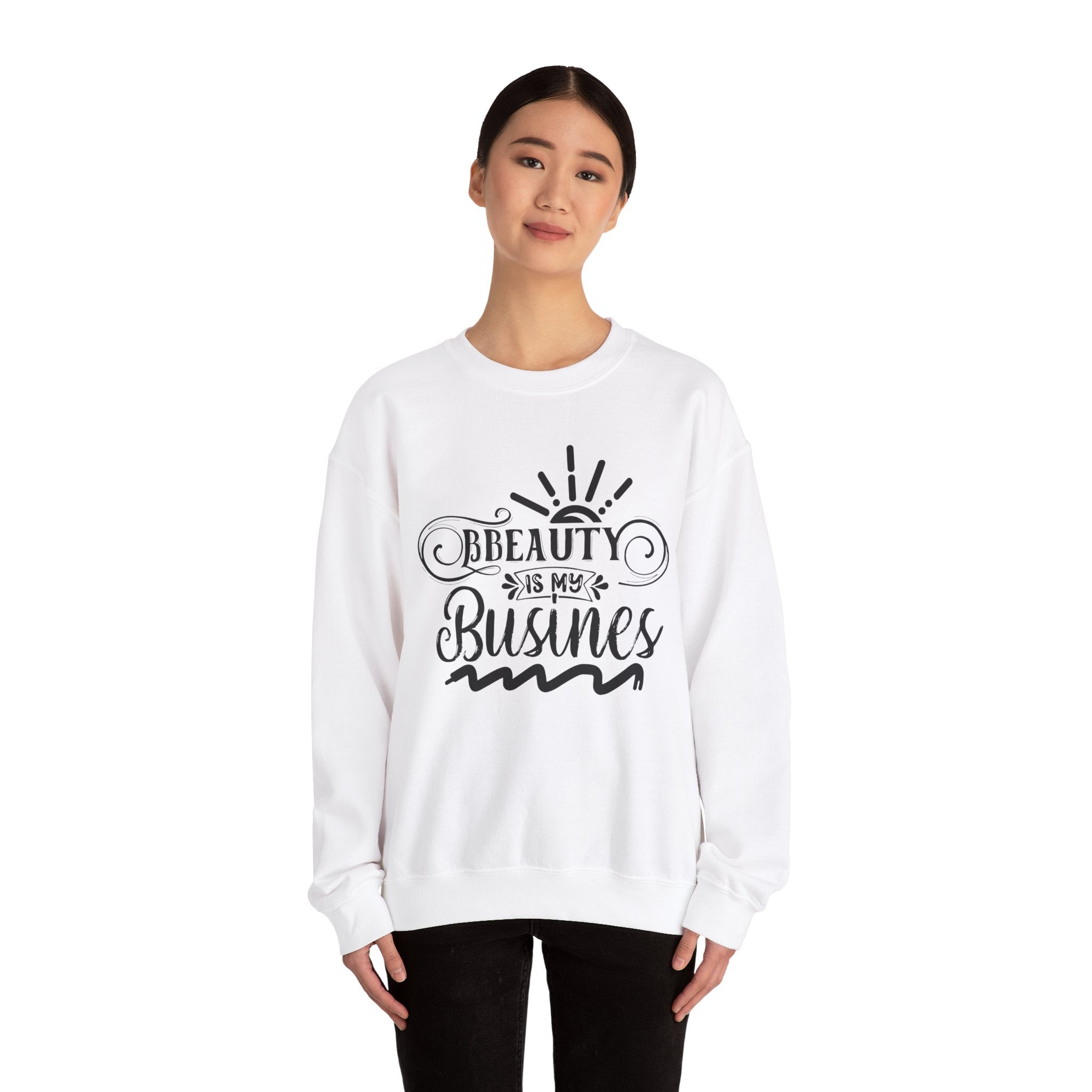 Beauty is my Business Unisex Crewneck Sweatshirt, Comfortable Beauty Crew Sweatshirt, Cozy Polyester Cotton Blend Jumper, Fashionable Ribbed