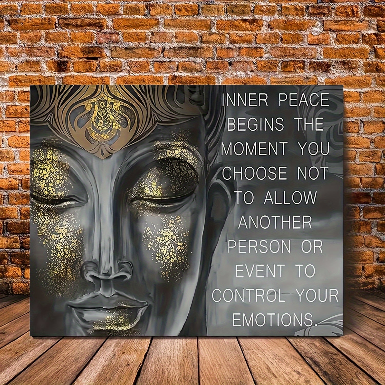 Buddha Quote Canvas Wall Art, Meditating Buddha Canvas Print, Inspirational Emotional Control Decor, Rolled Canvas Artwork for Office, Bedroom, Living Room, Waterproof Canvas, Easy to Frame, Home Decoration Poster