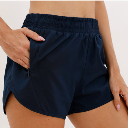 Summer Sports Shorts With Zipper Pockets Breathable Loose