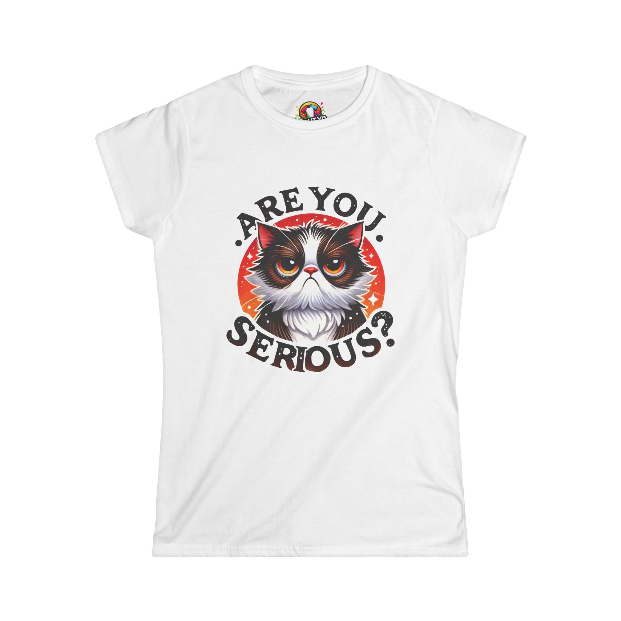 Are You Serious? Women’s Softstyle Tee - Funny Cat Graphic Shirt