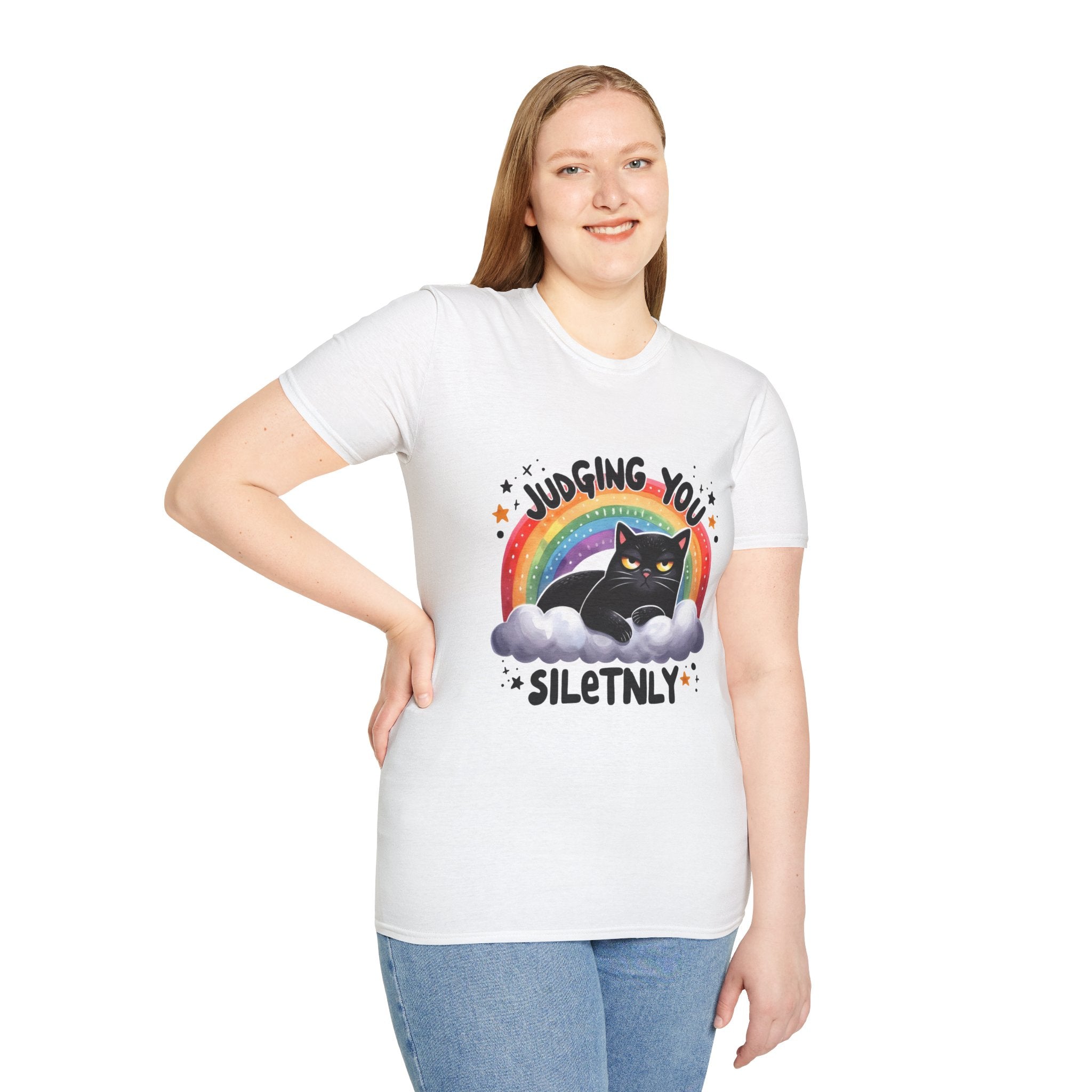 Funny Cat Graphic T-Shirt - &quot;Judging You Silently&quot;