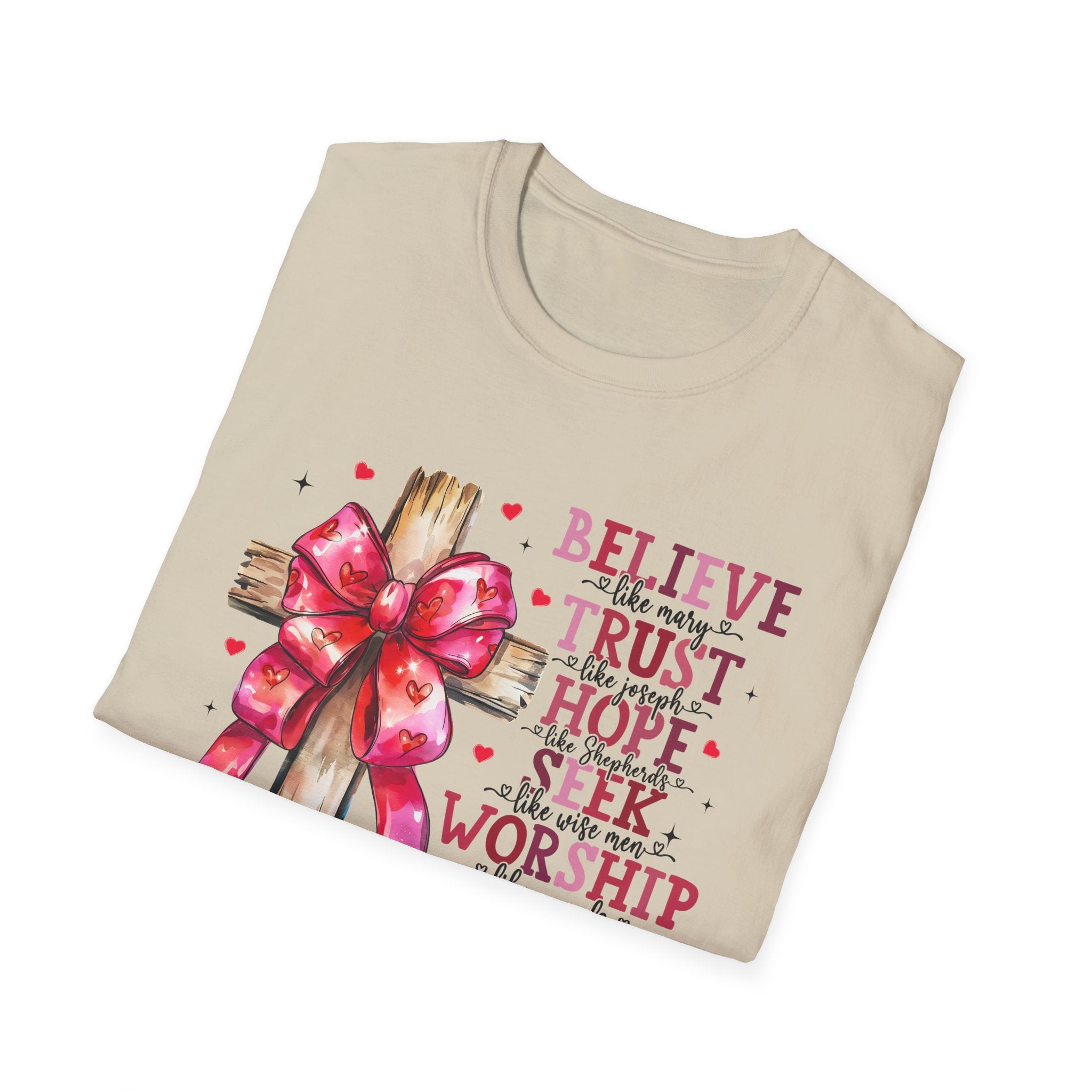 Believe Trust Hope Women Softstyle T-Shirt - Inspirational Tee for Her, Unisex Cotton Shirt, Trust Hope Shirt, Faith Graphic Tee,