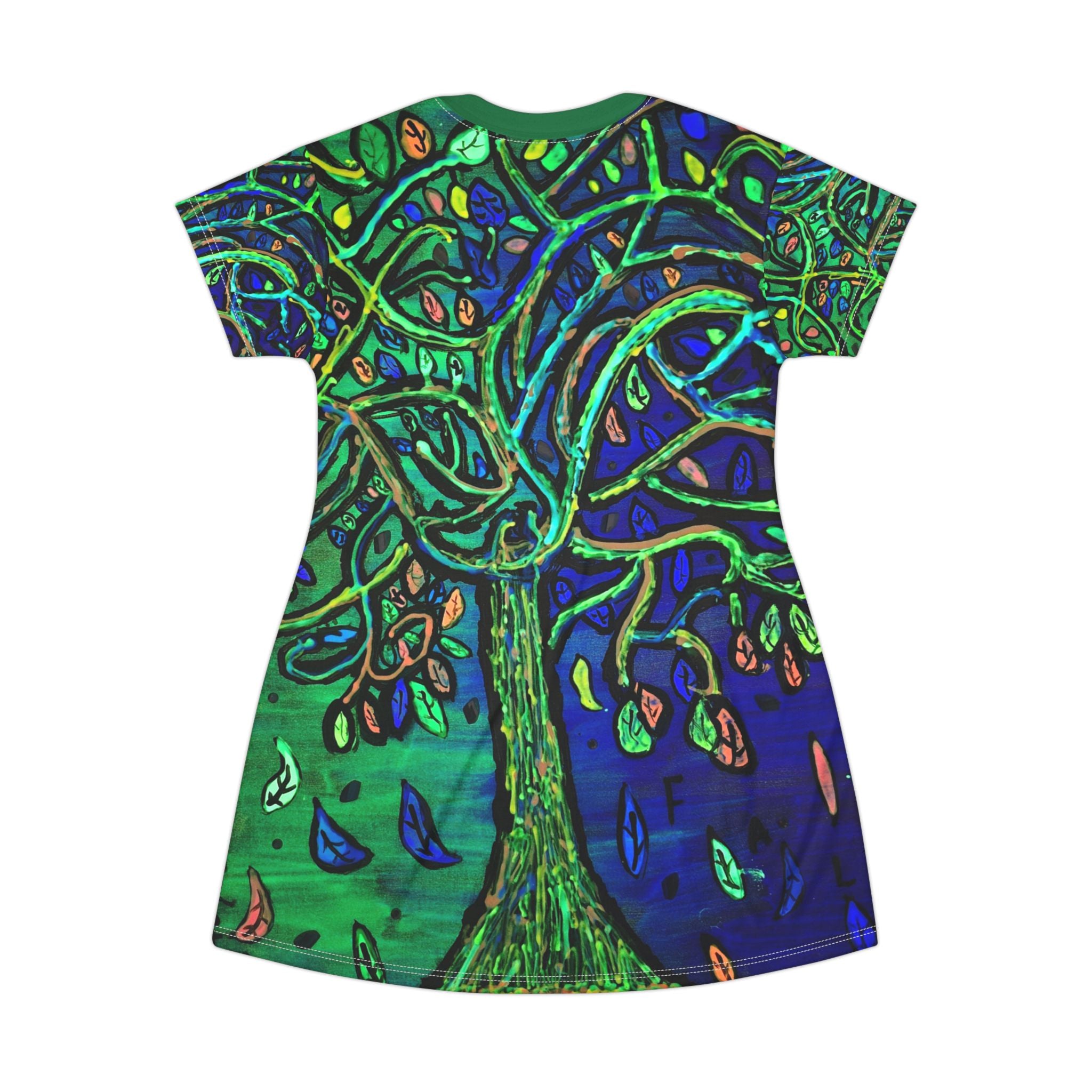 Psychedelic Neon Tree T-Shirt Dress