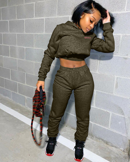 Solid color sweatshirt sports letter suit (Body)