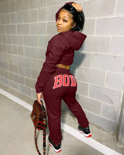 Solid color sweatshirt sports letter suit (Body)