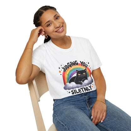 Funny Cat Graphic T-Shirt - &quot;Judging You Silently&quot;