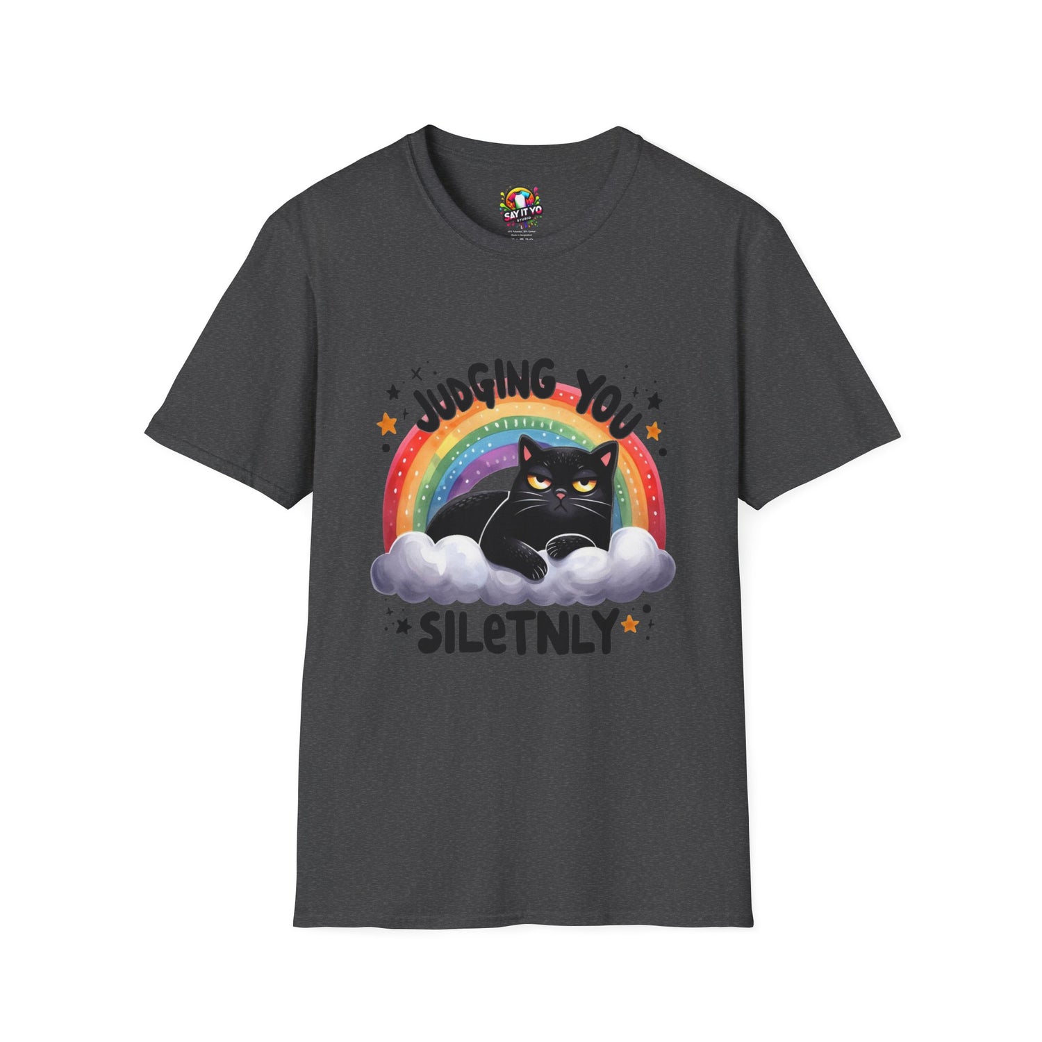 Funny Cat Graphic T-Shirt - &quot;Judging You Silently&quot;