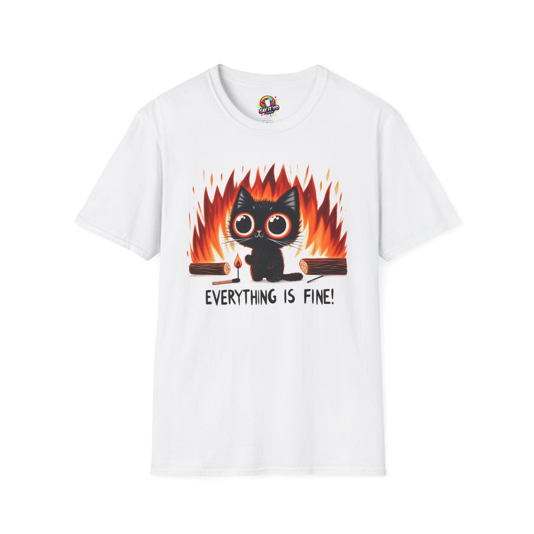 Cute Cat Humor T-Shirt - &quot;Everything is Fine!&quot; Design