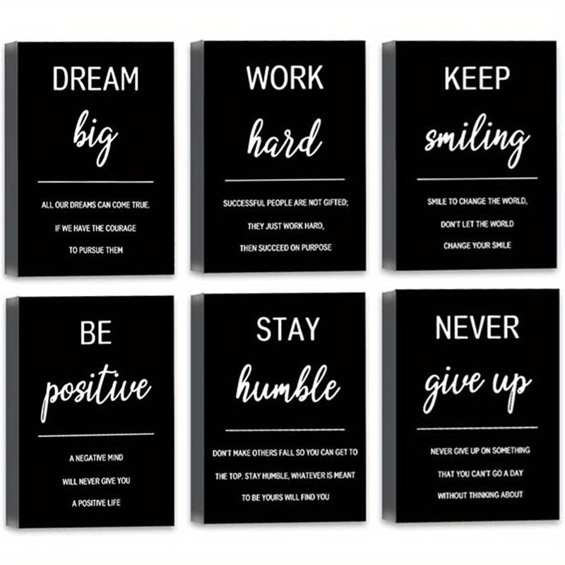 6pcs Inspirational Office Wall Art Motivational Wall Decor Quotes Wall Art for Living Room Encouraging Posters for Bedroom Sayings for Wall Decor, 8x10in Unframed, Perfect for Room Decor