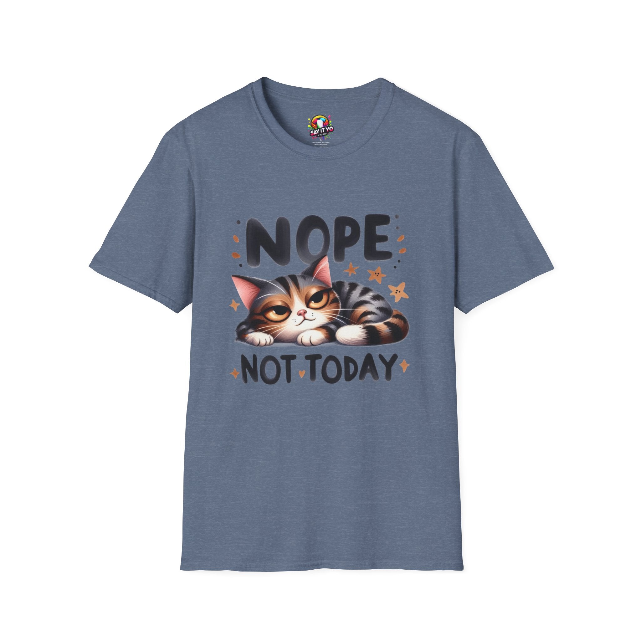 Funny Cat T-Shirt - &quot;NOPE NOT TODAY&quot; Unisex Softstyle Tee