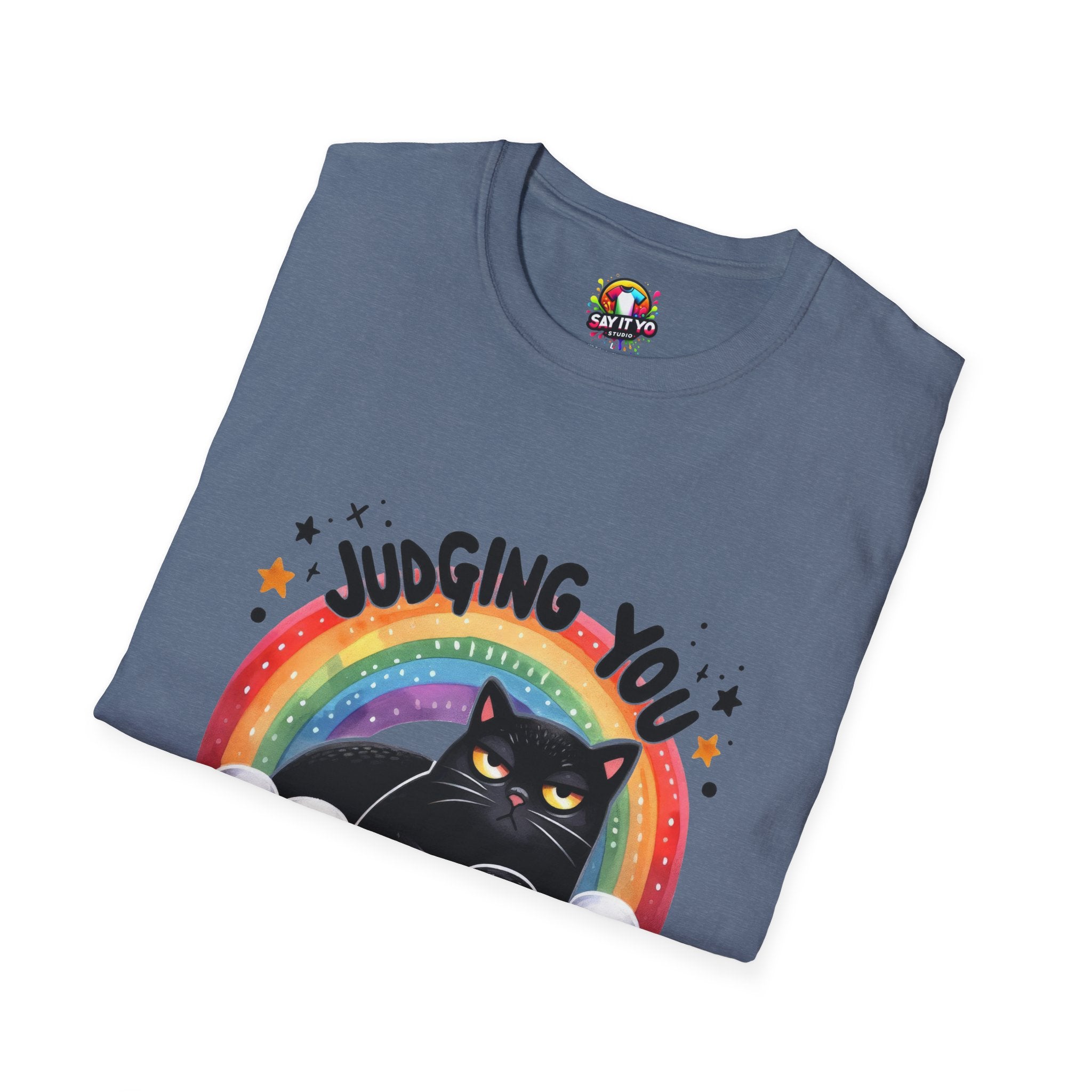Funny Cat Graphic T-Shirt - &quot;Judging You Silently&quot;