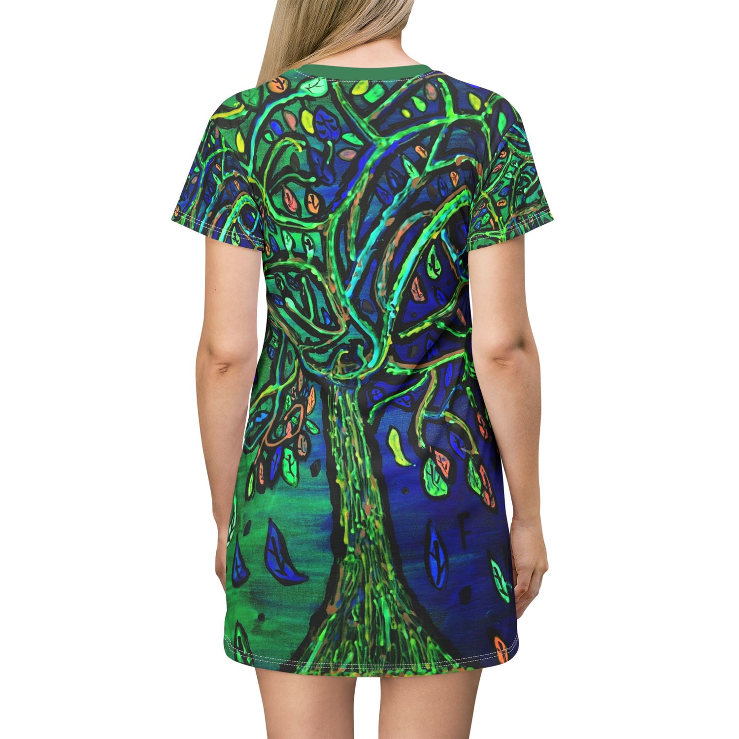 Psychedelic Neon Tree T-Shirt Dress