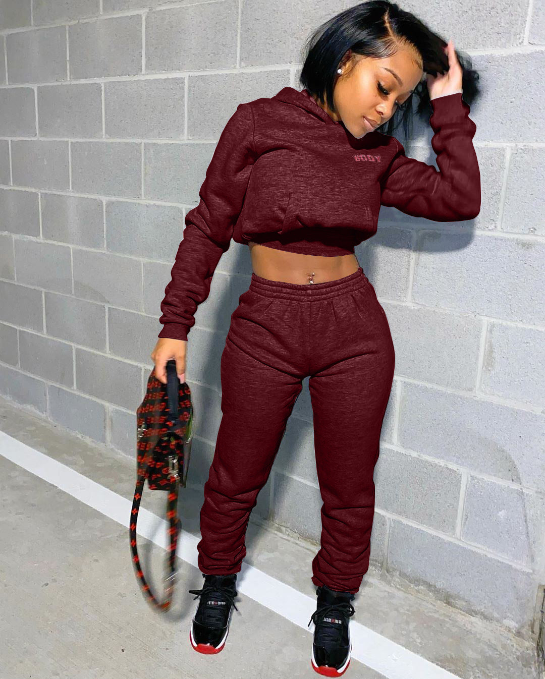 Solid color sweatshirt sports letter suit (Body)