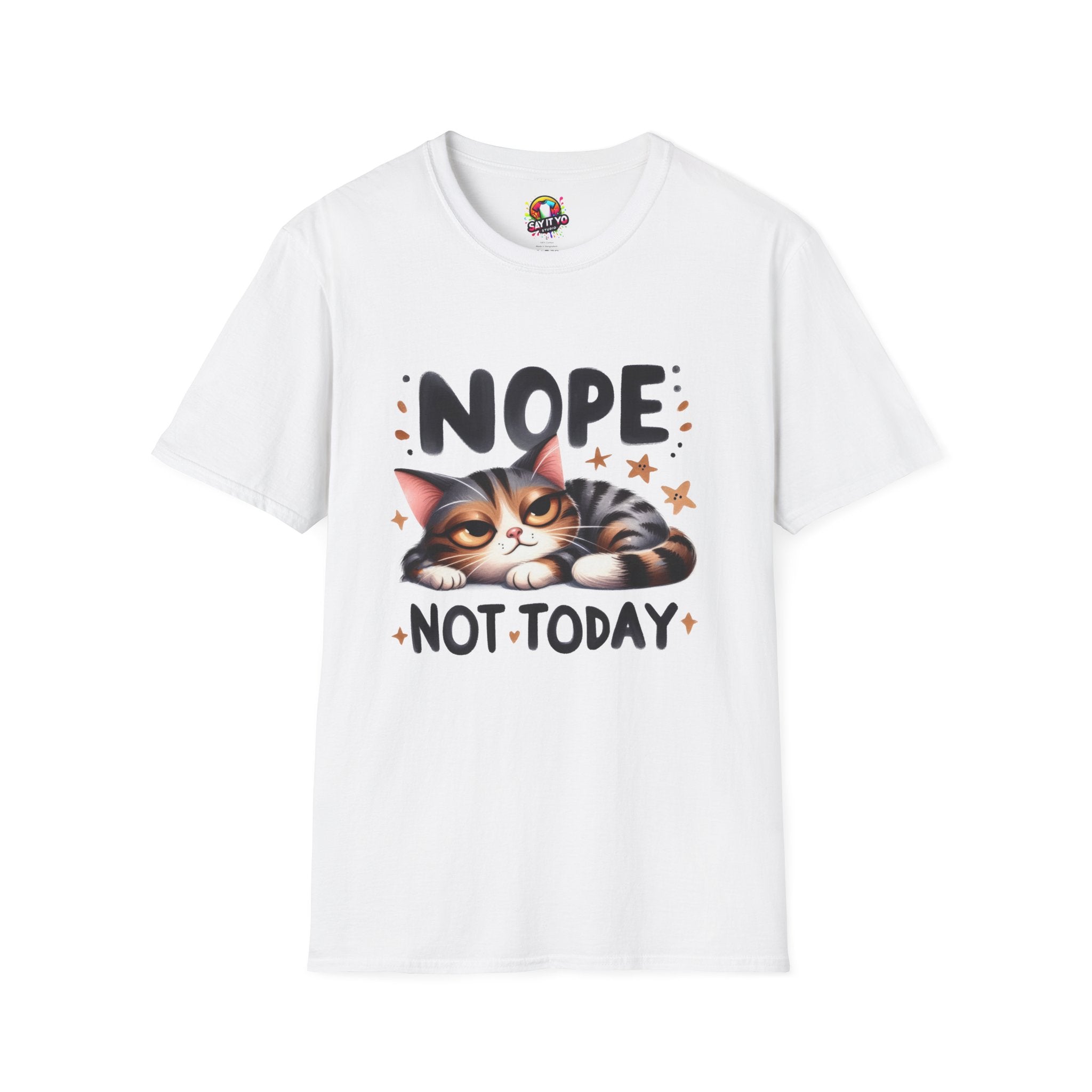 Funny Cat T-Shirt - &quot;NOPE NOT TODAY&quot; Unisex Softstyle Tee