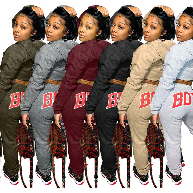 Solid color sweatshirt sports letter suit (Body)