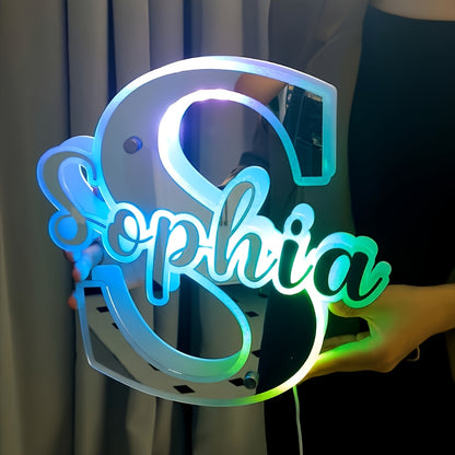 Customized Double-Sided LED Mirror Light with Personalized Letters, USB Powered, Remote Controlled