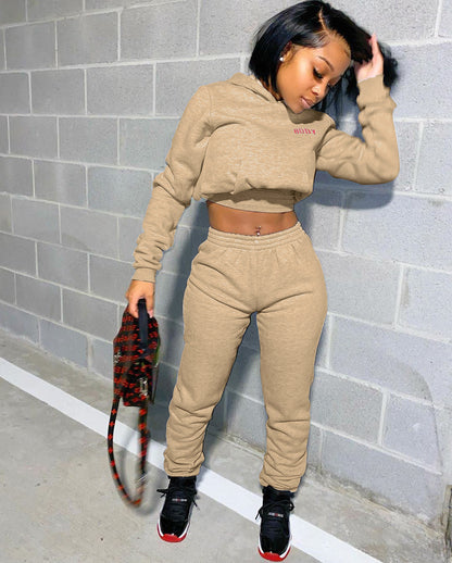 Solid color sweatshirt sports letter suit (Body)