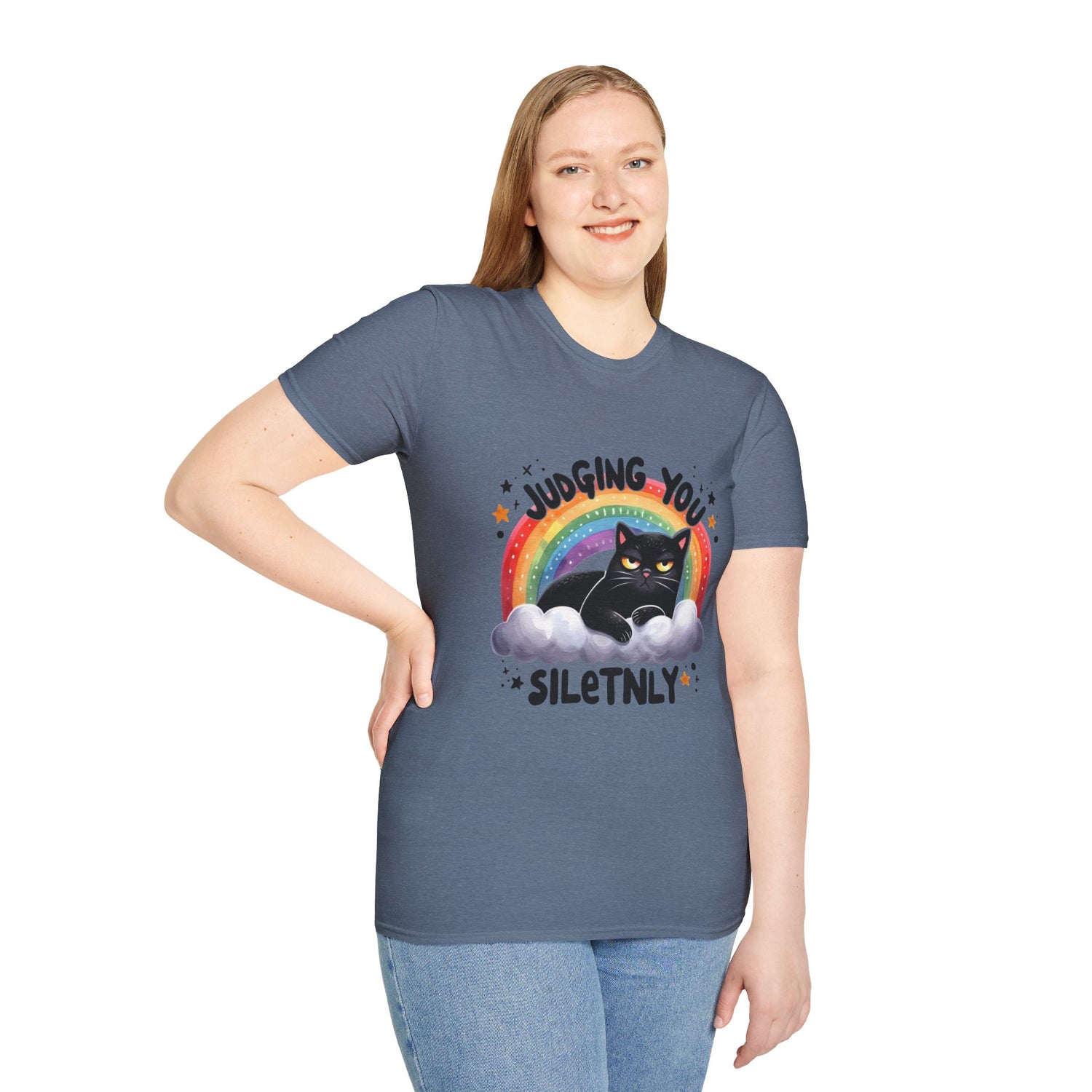 Funny Cat Graphic T-Shirt - &quot;Judging You Silently&quot;