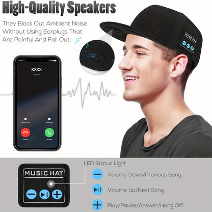 Music Hat, Outdoor Headset Hat, Wireless Headphone Cap With Speaker, Sports Audio Earphones Hat For Outdoor Running Cycling Climbing, Smart Headphone Hat For Women &amp; Men, Gym Accessories